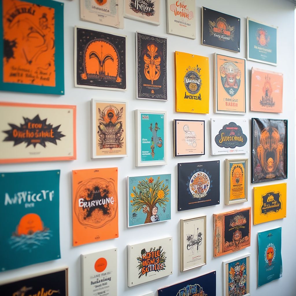 Pared con proyectos finales de estudiantes