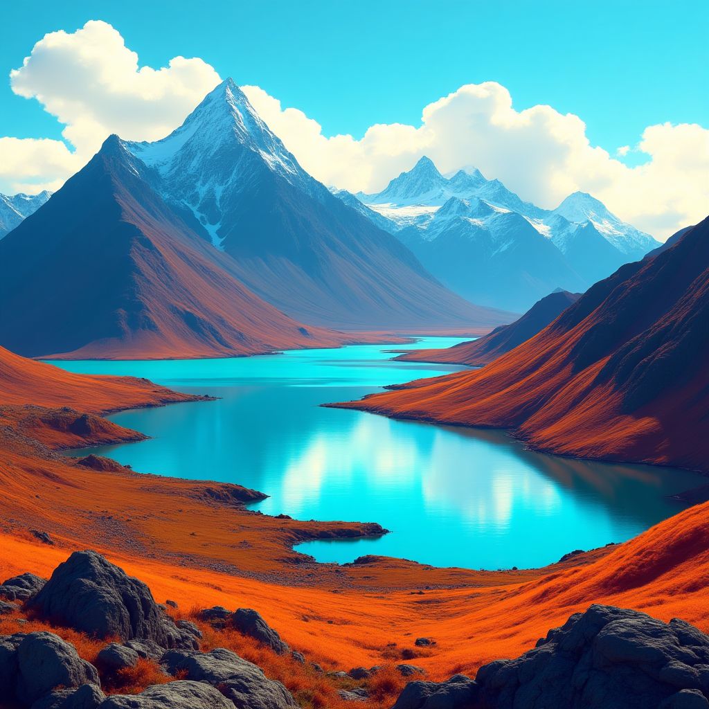 Ilustración digital de un paisaje de la Patagonia